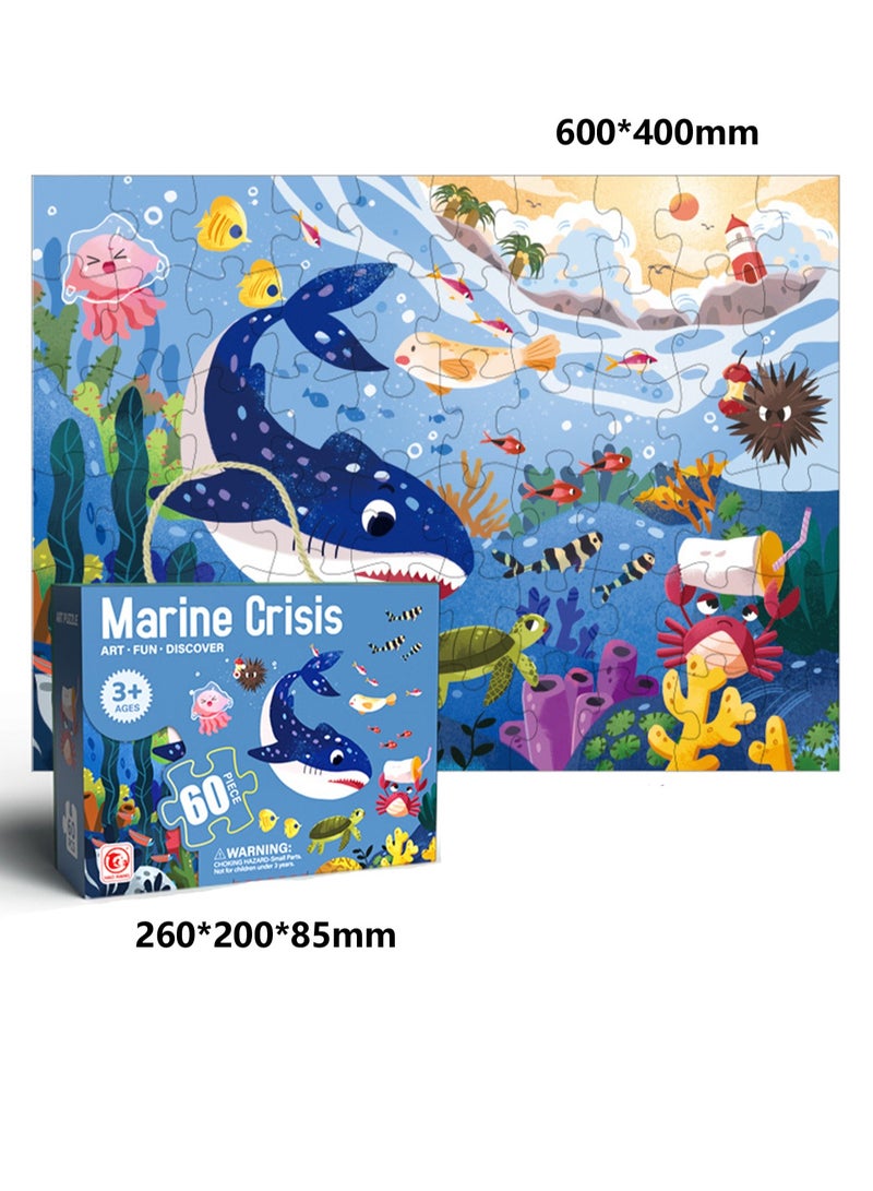 Educational Children's Floor Jigsaw Puzzle Toy, Preschool Learning and Educational Toy, Gift for 3-4 Years Old Boys and Girls (60 Pieces Ocean World) - Image 2